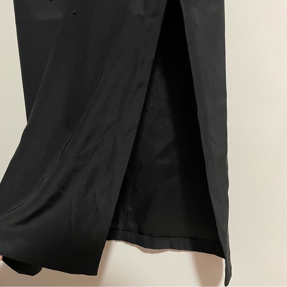 CDC Petites Beaded Y2K Maxi Dress Formal Sleeveless Side Slit Size 12P Black - Picture 6 of 8